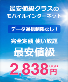 業界最安値クラスのもライルインターネット データ通信制限なし! 完全定額 使い放題 月額最安値2,838円